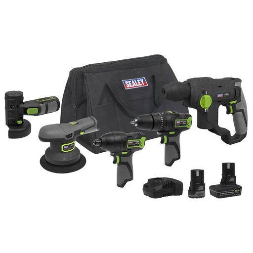 Sealey 5 x SV10.8 Series Cordless Combo Kit 10.8V - 2 Batteries CP108VCOMBO7 Sealey - Town Tools 
