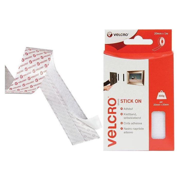 Velcro® Brand VELCRO® Brand Stick On Tape 20mm x 1m White VELCRO® Brand - Town Tools