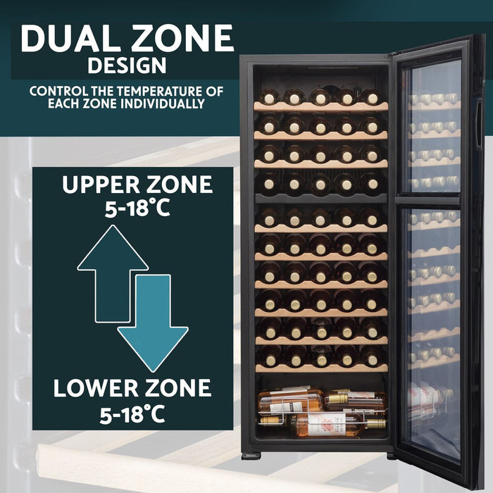 Baridi 55 Bottle Dual Zone Wine Fridge & Cooler DH93