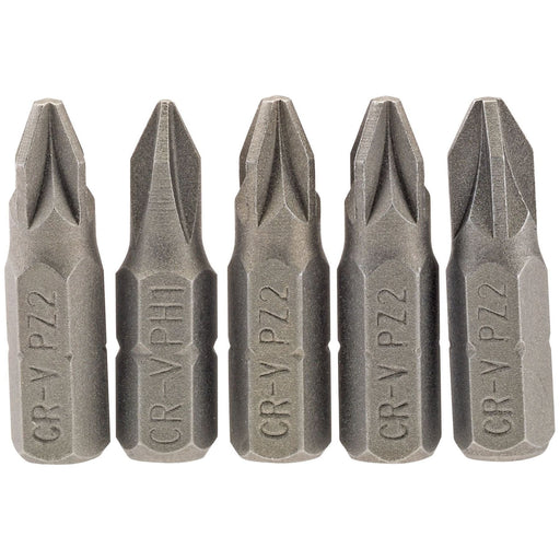 Draper PZ Type Insert Bit, 1/4" Hex, 25mm Long, No.2 (Pack of 5) 64015 Draper - Town Tools 