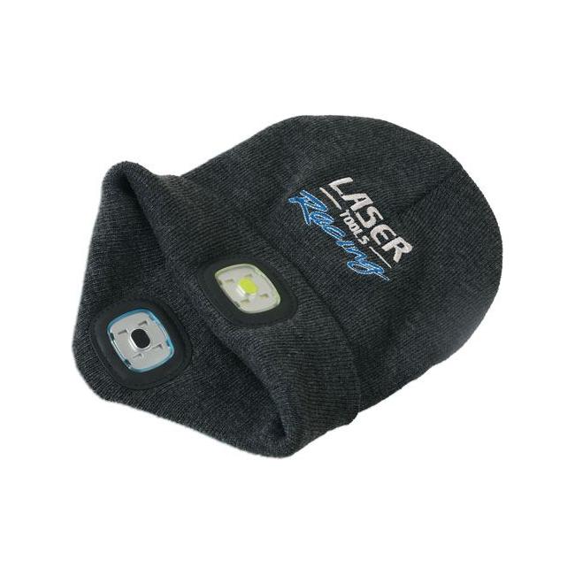 Laser Laser Tools Racing Beanie Hat Front/Rear Rechargeable Light 7677