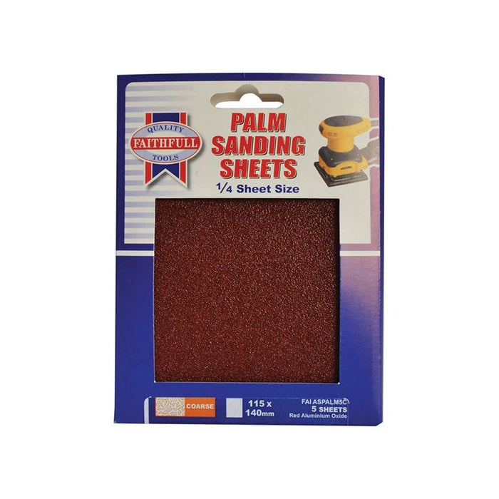 Faithfull 1/4 Sheet Palm Sander Sheets Coarse (Pack 5) Faithfull - Town Tools
