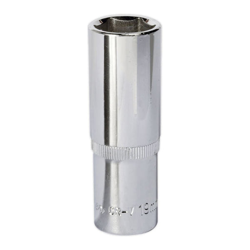 Sealey WallDrive Socket 19mm Deep 1/2"Sq Drive Fully Polished SP1219D Sealey - Town Tools 