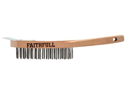 Faithfull Lightweight Scratch Brush with Scraper, Four Row Faithfull - Town Tools