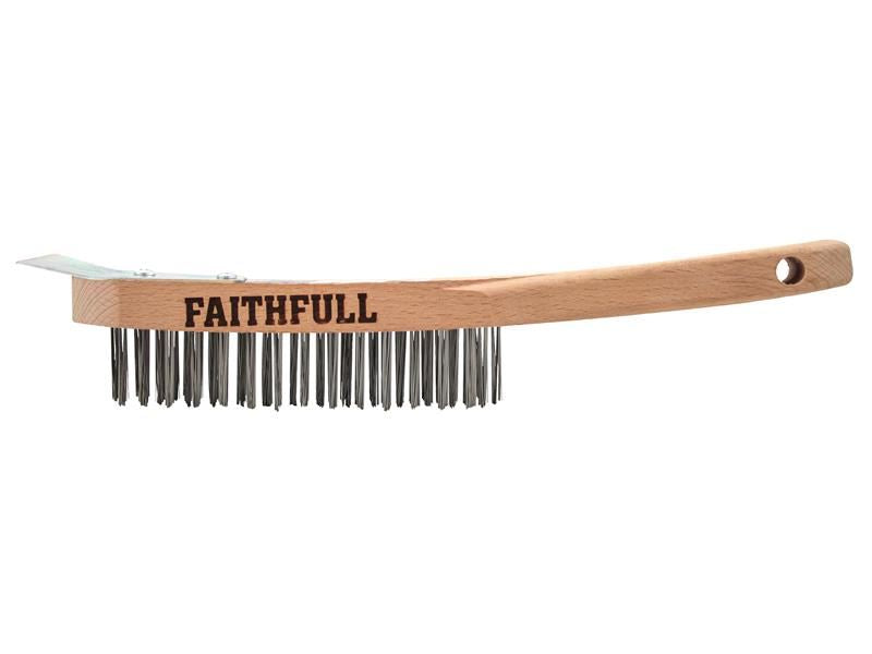 Faithfull Lightweight Scratch Brush with Scraper, Four Row Faithfull - Town Tools