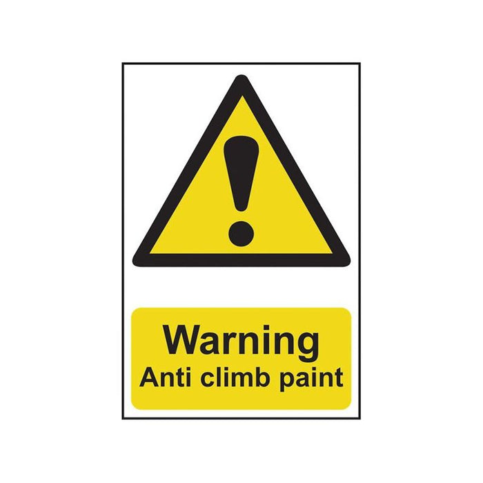 Scan Warning Anti Climb Paint - PVC Sign 200 x 300mm Scan - Town Tools