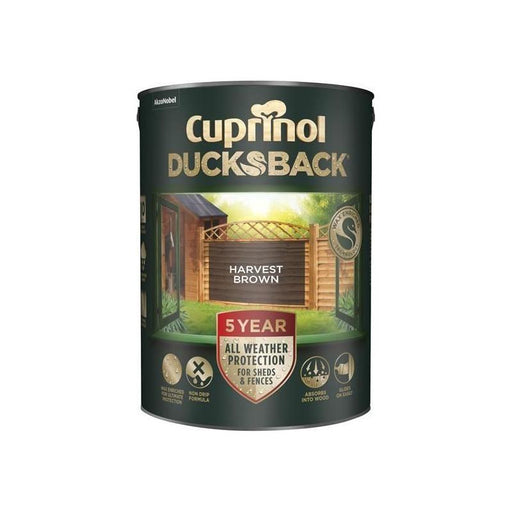 Cuprinol Ducksback 5 Year Waterproof for Sheds & Fences Harvest Brown 5 litre Cuprinol - Town Tools