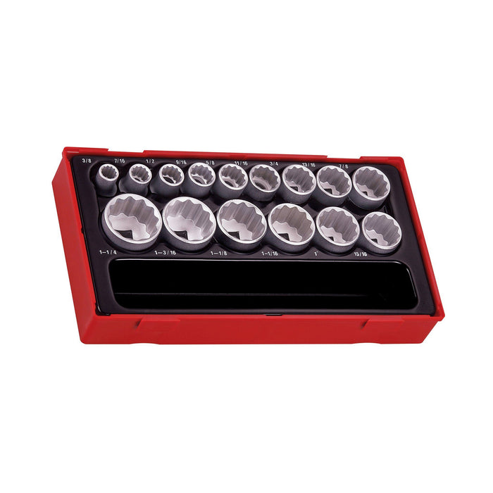 Teng Tools 1/2" Socket Set 12 pt AF TT1 15 Pieces Teng Tools - Town Tools 