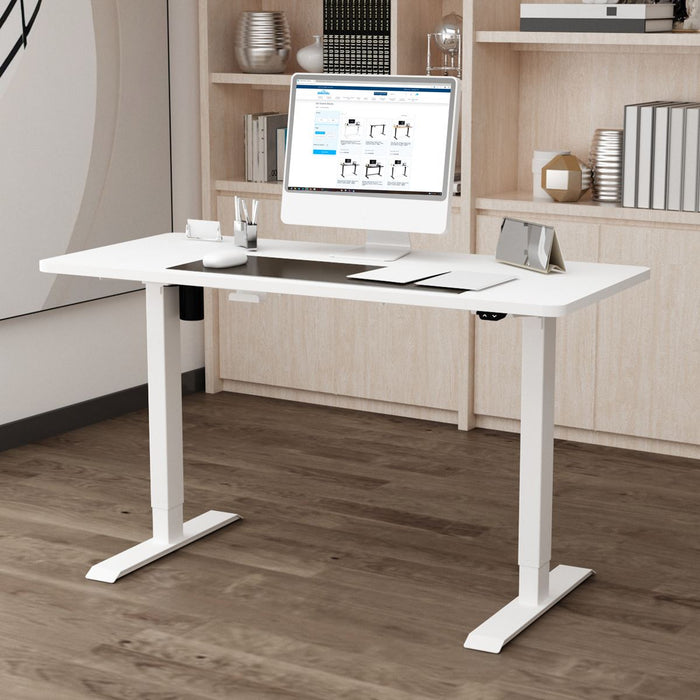 Dellonda Single Motor  Adjustable-Height Electric Sit/Stand Desk - White Desktop