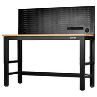Draper Bunker Workbench with Hardwood Worktop and Power Pegboard, 1550mm
