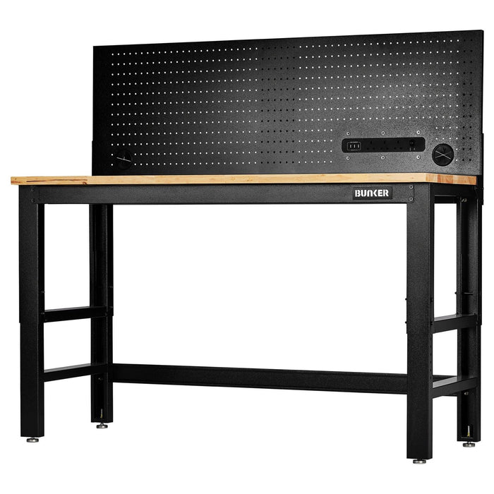 Draper Bunker Workbench with Hardwood Worktop and Power Pegboard, 1550mm Draper - Town Tools