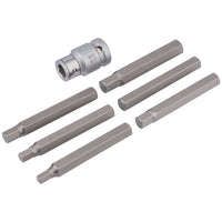 Draper Hexagon Bit Set and Holder, 1/2" Sq. Dr., 6 - 12mm (7 Piece) 83564