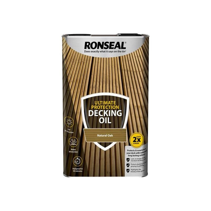 Ronseal Ultimate Protection Decking Oil Natural Oak 5 litre Ronseal - Town Tools