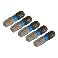 Draper Expert TX-STAR Impact Screwdriver Bits, T40 x 25mm, 1/4" Hex (Pack of 5)