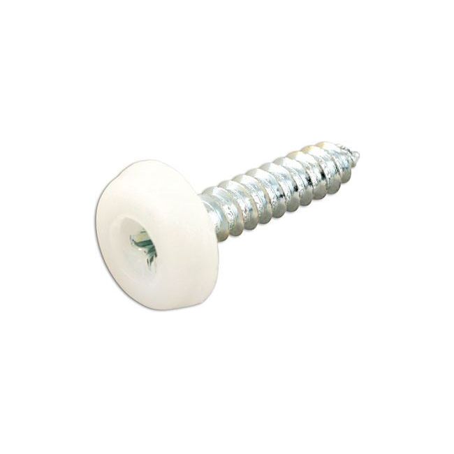 Connect Number Plate Screw 10 x 1" White Polytop 100pc 31546 Tool Connection - Town Tools 