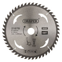 Draper TCT Circular Saw Blade for Wood, 250 x 30mm, 48T 21678