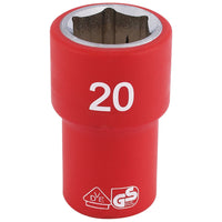 Draper Fully Insulated VDE Socket, 1/2" Sq. Dr., 20mm 31882