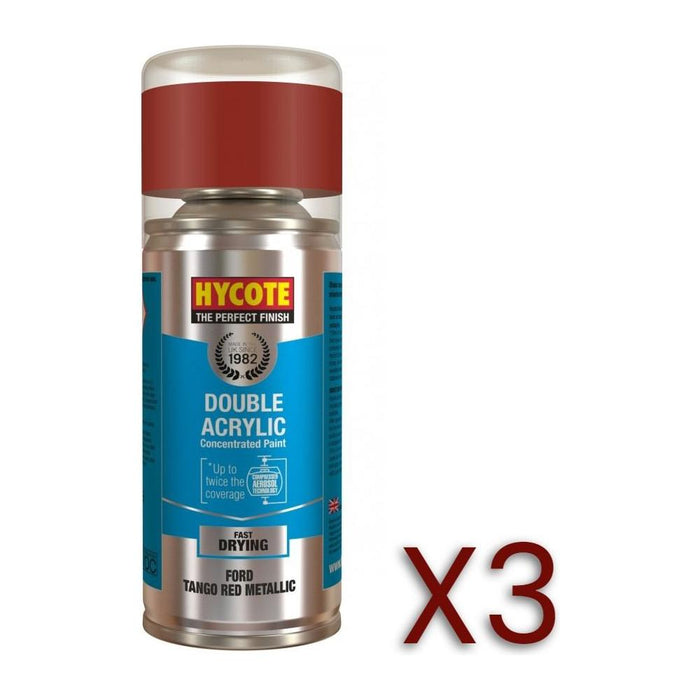 3x Hycote Aerosol Paint for Ford Tango Red Metallic 150ml Hycote - Town Tools 