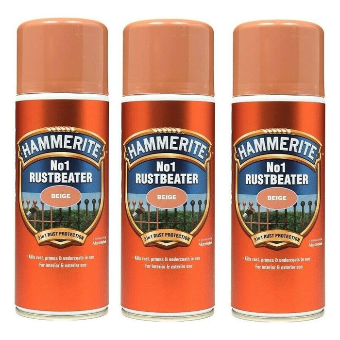 3x Hammerite NO.1 Rust Beater Aerosol Anti Corrosion Protection Spray 400ml Hammerite - Town Tools 