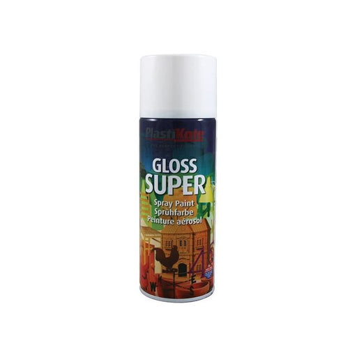 Plastikote Gloss Super Spray White RAL 9016 400ml PlastiKote - Town Tools