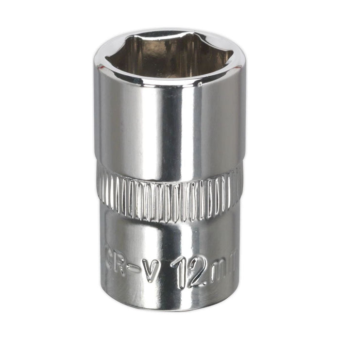 Sealey WallDrive Socket 12mm 3/8"Sq Drive Fully Polished SP3812 Sealey - Town Tools 