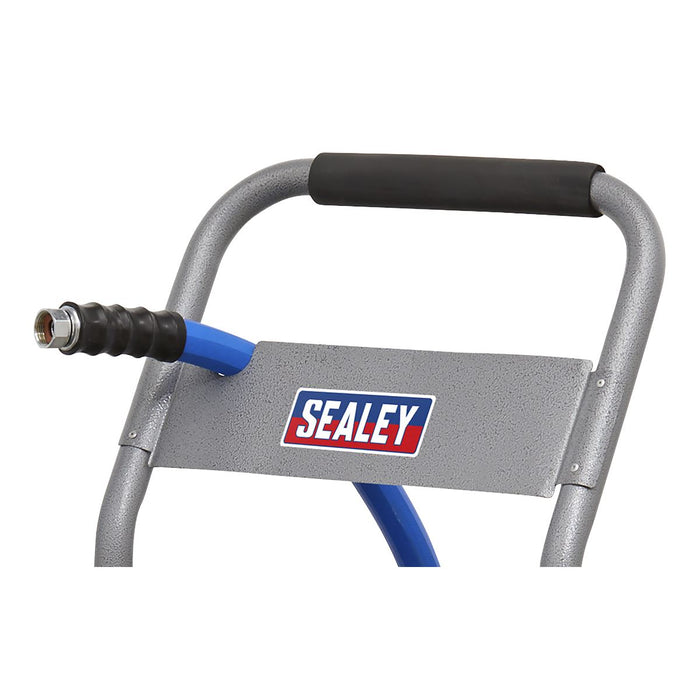 Heavy-Duty Hose Reel Cart with 15m Heavy-Duty Ø19mm Hot & Cold Rubber Water Hose Sealey - Town Tools 