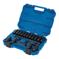 Draper HI-TORQ Metric Deep Impact Socket Set, 1/2" Sq. Dr. (19 Piece)
