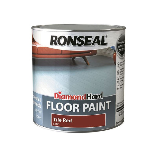 Ronseal Diamond Hard Floor Paint Satin Tile Red 2.5 litre Ronseal - Town Tools