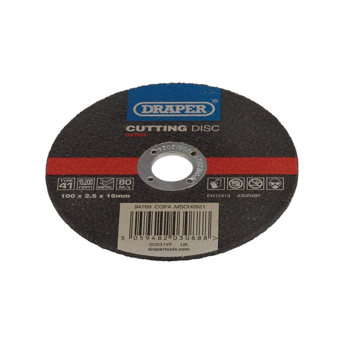 Draper Metal Cutting Disc, 100 x 2.5 x 16mm 94769 Draper - Town Tools 