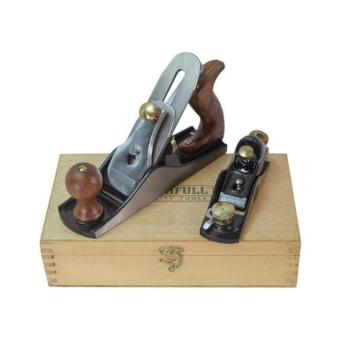 Faithfull No.4 Plane & No.60 1/2 Plane in Wooden Box Faithfull - Town Tools