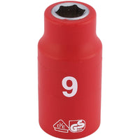Draper Fully Insulated VDE Socket, 3/8" Sq. Dr., 9mm 31556