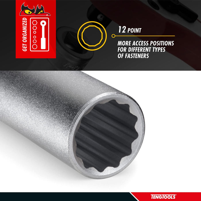 Teng Tools 1/4" Deep Socket 12 pt Metric 8mm Teng Tools - Town Tools 