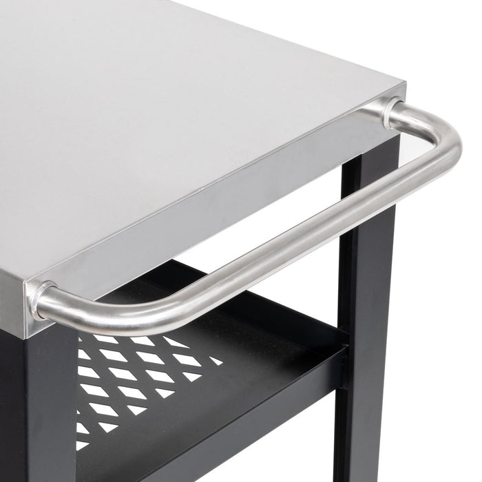 Dellonda Plancha Trolley with Utensil Holder - Stainless Steel Top