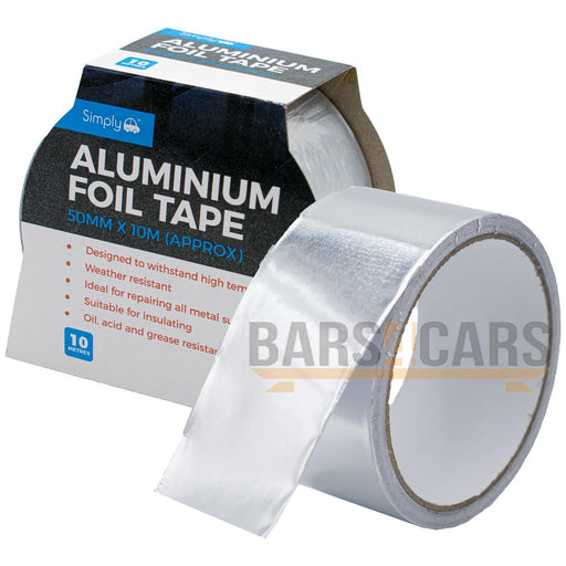 ALUMINIUM FOIL TAPE Adhesive Silver Repair All Metal Surfaces 50MM X 10M Duct Simply - Town Tools 