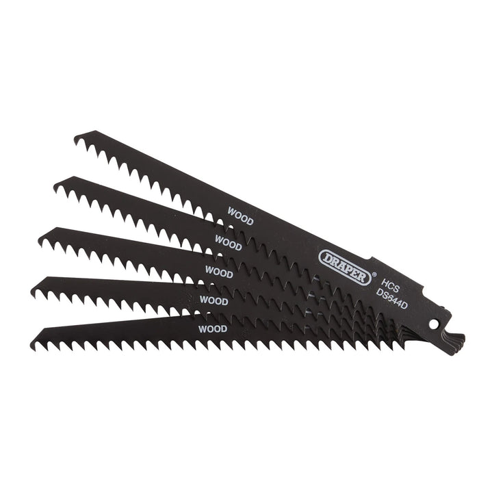 Draper Reciprocating Saw Blades for Wood and Plastic Cutting, 150mm, 6tpi (Pack