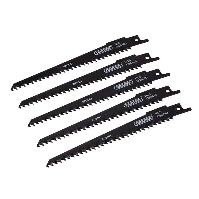 Draper Reciprocating Saw Blades for Wood and Plastic Cutting, 150mm, 6tpi (Pack