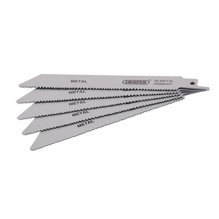 Draper Bi-metal Reciprocating Saw Blades for Metal, 150mm, 10-14tpi (Pack of 5)