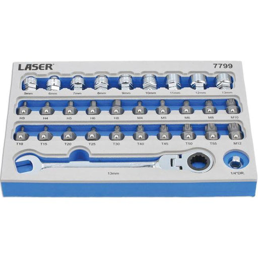 Laser Low Profile Bit & Alldrive Go Thru Socket Set 31pc 7799 Laser - Town Tools 