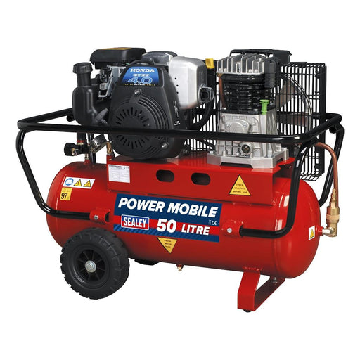 Sealey Air Compressor 50L Belt Drive Petrol Engine 4hp SA5040 Sealey - Town Tools 