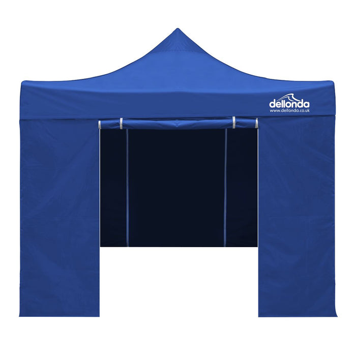 Dellonda 2x2m Pop-Up Gazebo & Side Walls  Carry Bag Rope Stakes & Weight Blue