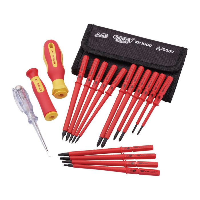 Draper XP1000 VDE Interchangeable Blade Screwdriver Set (18 Piece) 05776