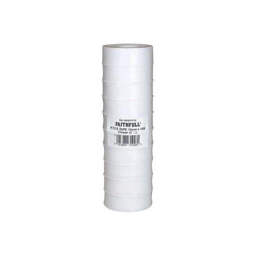 Faithfull P.T.F.E Tape 12mm x 12m White (Pack 10) Faithfull - Town Tools