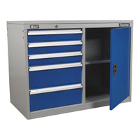 Sealey Industrial Cabinet/Workstation 5 Drawer & 1 Shelf Locker API1103B