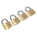 Sealey Brass Body Padlock with Brass Cylinder 40mm Keyed Alike Pack of 4 S0992 Siegen by Sealey - Town Tools 