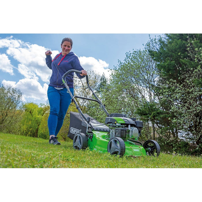 Draper Steel Deck Petrol Lawn Mower, 420mm, 132cc/3.3HP 08671 Draper - Town Tools 