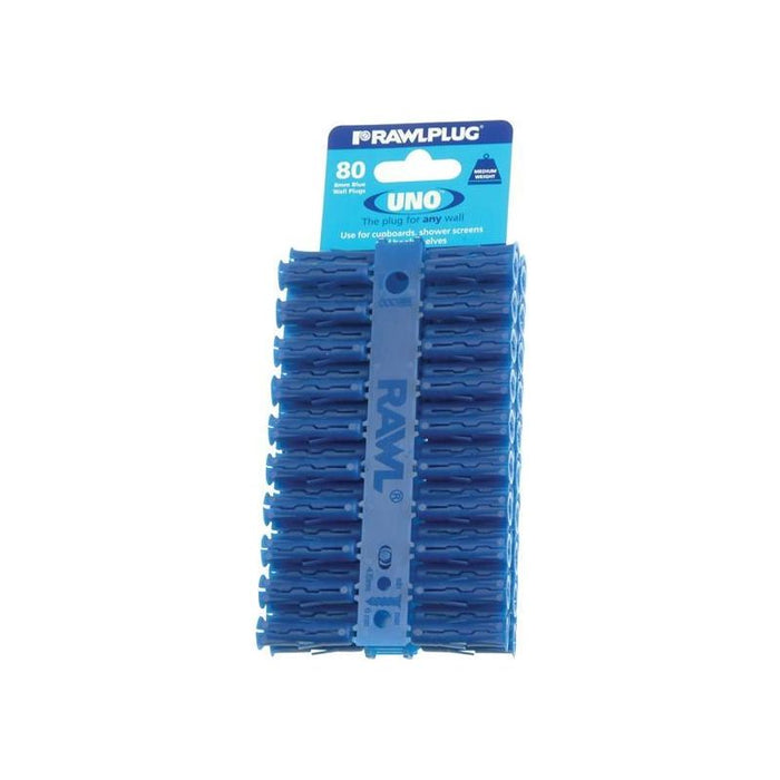 Rawlplug Blue UNO® Plugs 8 x 32mm (Card 80) Rawlplug - Town Tools