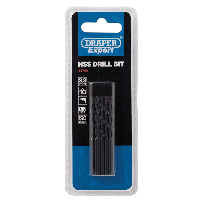 Draper HSS Drill Bit, 3.3mm (Pack of 10) 38799 Draper - Town Tools 