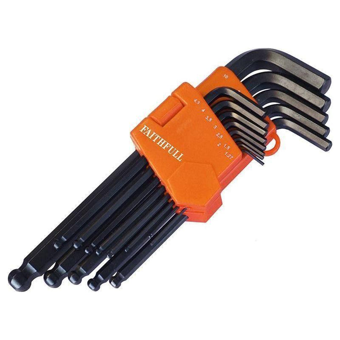 Faithfull Metric Ball End Long Arm Hexagon Key Set, 13 Piece Faithfull - Town Tools