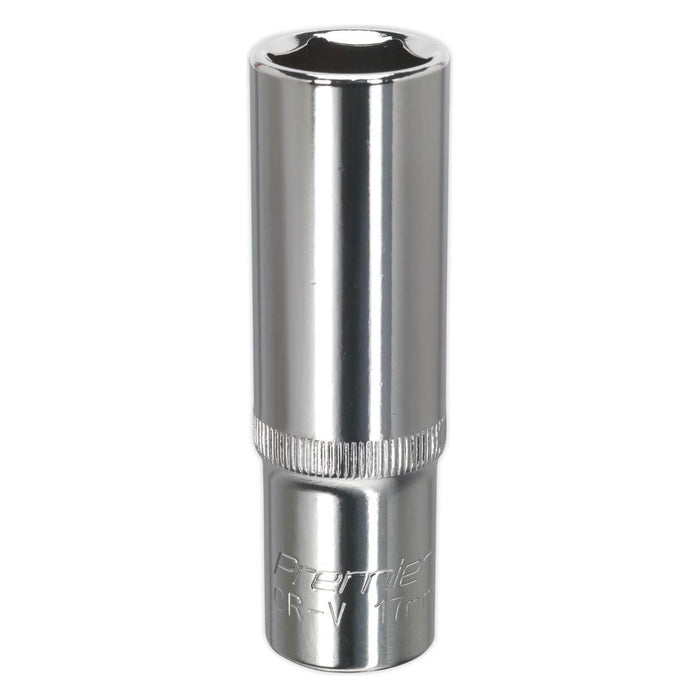 Sealey WallDrive Socket 17mm Deep 1/2"Sq Drive Fully Polished SP1217D Sealey - Town Tools 