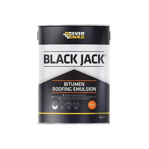 Everbuild Sika Black Jack® 906 Bitumen Roofing Emulsion 5 litre Everbuild Sika - Town Tools